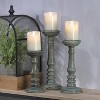Elements Wood Candle Holders, Set of 3, Brown Teal Wash - 3 of 4