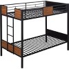 Streamdale Twin-Over-Twin Bunk Bed Modern Style Steel Frame Bunk Bed With Safety Rail, Built-In Ladder - 4 of 4