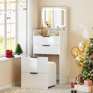 Fredees 3-in-1 Vanity Desk with Flip Top Mirror and Lights - 1 of 4