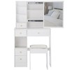 Small Size Left Drawer Desktop Vanity Table + Cushioned Stool, Extra Large Sliding Mirror, Multi Layer - 2 of 4