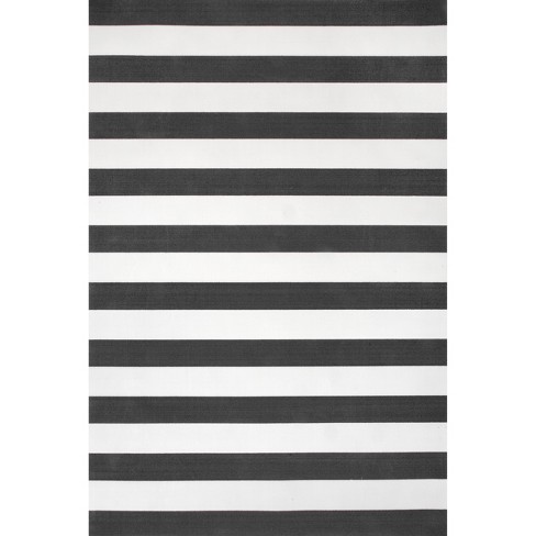 Nuloom Christa Striped Indoor And Outdoor Area Rug, Black, 5'x8' : Target