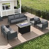 LayinSun 5 Piece Outdoor Furniture Set with Fire Pit Table, Modern Rope Woven Patio Conversation Sofa Set with Olefin - 2 of 4
