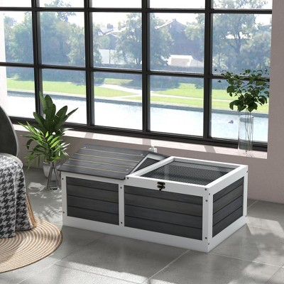 Gray and White Wooden Tortoise Habitat with Mesh Top