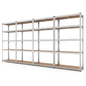 Costway 4 PCS 5 Tier Adjustable Garage Shelving Unit with 2000 lbs Max Load for Warehouse Black/Grey/Blue/Silver - 1 of 4