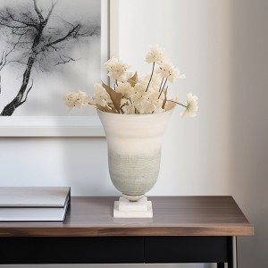 Glass Vase with Marble Base - Handcrafted Metal & Glass Decorative Accent, Elegant Glam Design for Home, Office, Bedroom, or Living Room - 1 of 4
