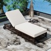 Okak 1PCS Outdoor Patio Chaise Lounge with 5-Position Back&Wheels,Patio Reclining Pool Chair for Deck,Poolside&Backyard,Rattan Deck Chaise,Brown - 2 of 4
