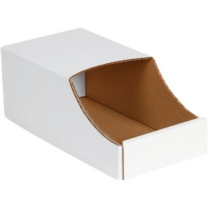 Box Partners Stackable Bin Boxes 6" x 12" x 4 1/2" White 50/Bundle BINB612 - 1 of 1