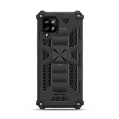 MyBat Sturdy Hybrid Protector Cover Case (with Stand) Compatible With Samsung Galaxy A42 5G - Black / Black