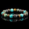 Crucible Single Skull Stretch Bracelet with 10mm Tiger Eye, Genuine Turquoise, African Turquoise and Bronzite Beads - 3 of 4