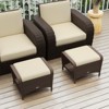 Tangkula 2 Pieces Outdoor Patio PE Wicker Ottomans w/ Removable Cushions Footstools - 3 of 4