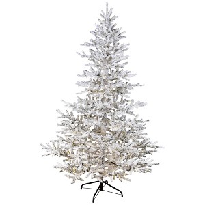 Northlight Pre-Lit Medium IPT Artificial Flocked Garden Christmas Tree - 6.5' - Warm White LED Lights - 1 of 4