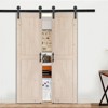 Karl Home 48 in. x 84 in. 2-Panel Wood Primed K-Shape MDF Interior Sliding Barn Door with Hardware Kit - 3 of 4