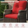 YARDSIGHT 2-Piece Outdoor Wicker Swivel Glider Chair Set with Red Cushions and Glass Table for Patio or Garden - 4 of 4