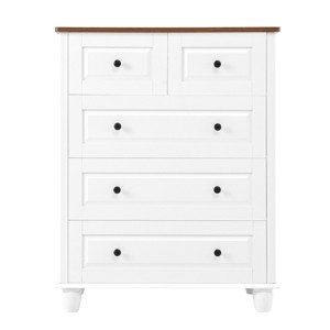 GlasFlength Decorative Storage Cabinets Dresser With 5 Drawers Elegant Clean Look Holds Daily Essentials for Living Room, White, 29.1"*15.7"*36.6" - 1 of 4