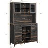 70" Tall Farmhouse Coffee Bar Cabinet with Hutch, Wine Rack, Sliding Barn Doors, Buffet Sideboard - 2 of 4