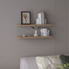 SEVOBAL Utility Storage Shelves Bookshelf Set of 2 Wide Floating Shelves, Modern Wall-Mounted Storage for Living Room, Beige, 32"*11"*4" - 4 of 4