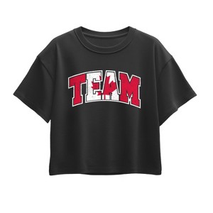 Girls' - Instant Message - Team Canada Short Sleeve Boxy Graphic T-Shirt - 1 of 4