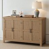 Farmhouse 4-Door Sideboard Storage Cabinet with Adjustable Shelves, Pinewood Legs, Retro Metal Handles, for Kitchen, Dining Room - 4 of 4