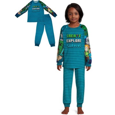 Minecraft Boys Pajamas Long Sleeve Minecraft Creeper Kids Sleepwear 2 ...