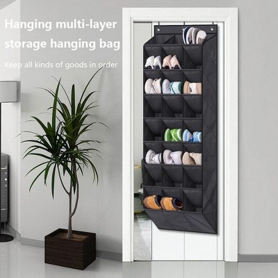 Over The Door Shoe Organizer for Closet, Hanging Shoe Rack Organiser with 24 Large Deep Pockets Shoe Holder for Sneakers Storage