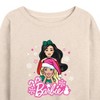 Women's - Barbie - Holidays & Christmas Lightweight French Terry Wide Neck Long Sleeve Shirt - 2 of 4