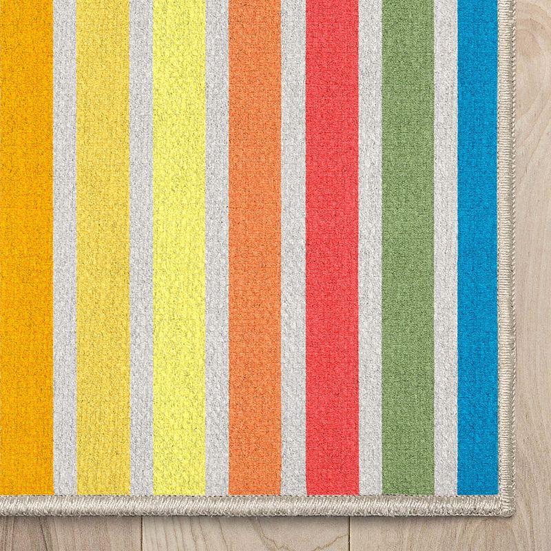 Well Woven Geometric Modern Washable Area Rug - Multi Color Bright Curves Rainbow - For Living Room, Bedroom and Office, 5 of 9