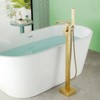 Cobbe Floor Standing Tub Faucet with Swivel Spout Handheld Shower Shower and 59-Inch Hose Tub Filler Single Handle Brushed Gold - 2 of 4