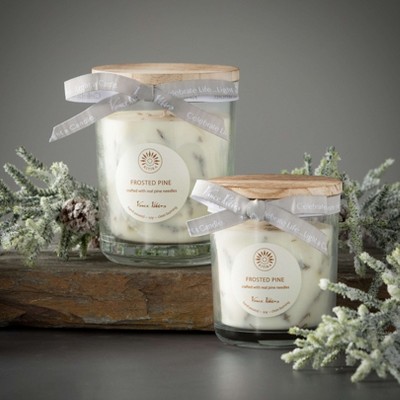 Frosted Pine Soy Wax Scented Jar Candle with Wooden Lid