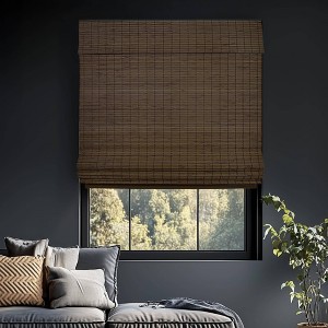 Chicology Room Darkening Bamboo Roman Curtain Shade Moose Brown - 1 of 4