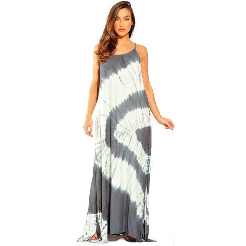 Riviera Sun Womens Maxi Dress Tie Die Spaghetti Strap Long Sundress ...