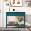 Syemin Console Tables Farmhouse Console Table with 2 Drawer Storage Shelf Entryway Rustic Side Table Narrow Sofa Table, Blue, 39.37"*11.61"*32.08" - 2 of 4