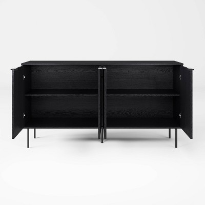 Lysander Black Wood Fluted Sideboard Buffet Cabinet