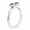 Black Bow Jewelry Sterling Silver Stackable Double Heart Rhodolite Garnet Ring - image 3 of 4