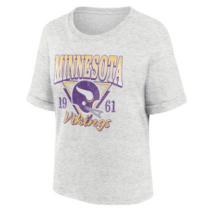 NFL Minnesota Vikings Women's Oatmeal Heather Rolled Sleeve T-Shirt - 1 of 3