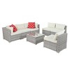 ELJGET 7PCS Patio Rattan Furniture Set Sectional Sofa Cushioned Garden Peacock Blue - 4 of 4