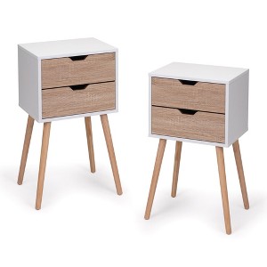 NicBex Mid-Century Nightstand Set of 2 Bedside End Table with Sliding Drawers for Bedroom & Living Room - 1 of 4
