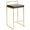 LumiSource Set of 3 Fuji Stacker Counter Height Barstools Gold/Black PU - 2 of 4