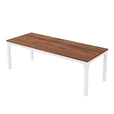 Lirago Brown 78" Rectangular Dining Table E1 Particle Board Metal Frame 27.5x78.7x29.5 6-8 Seater Kitchen Table