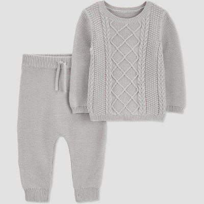 Carter's Just One You® Baby Cable Knit Top & Bottom Set - Gray