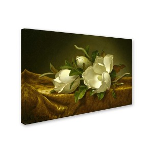 Trademark Fine Art -Martin Johnson Heade 'Magnolias On Gold Velvet Cloth' Canvas Art - 1 of 3