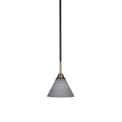 Toltec Lighting Paramount 1 - Light Pendant in  Matte Black/Brass with 7" Gray Matrix Shade