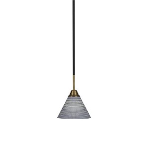 Toltec Lighting Paramount 1 - Light Pendant in  Matte Black/Brass with 7" Gray Matrix Shade - 1 of 1