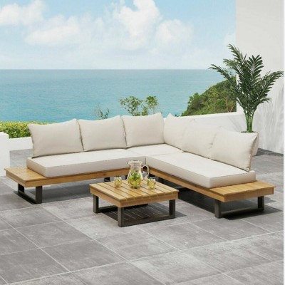 Maggift Patio Seating Sets Outdoor, Featuring Unique Design, Ideal for Chats, Perfect for Gardens, Living Spaces, Beige, 64.25"*31.5"*29.25"