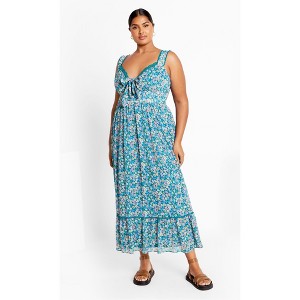 Women's Plus Size Lidia Print Dress - teal | CITY CHIC - 1 of 4