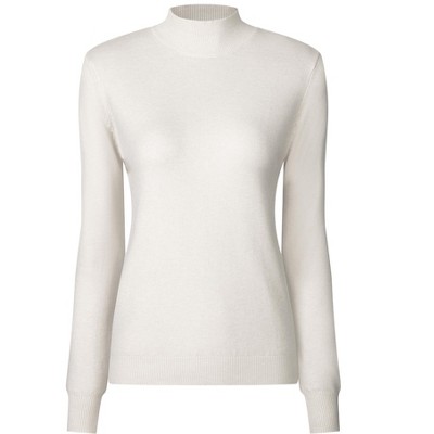 Hobemty Women's Mock Neck Blouse Ribbed Long Sleeve Basic Knitted Sweater