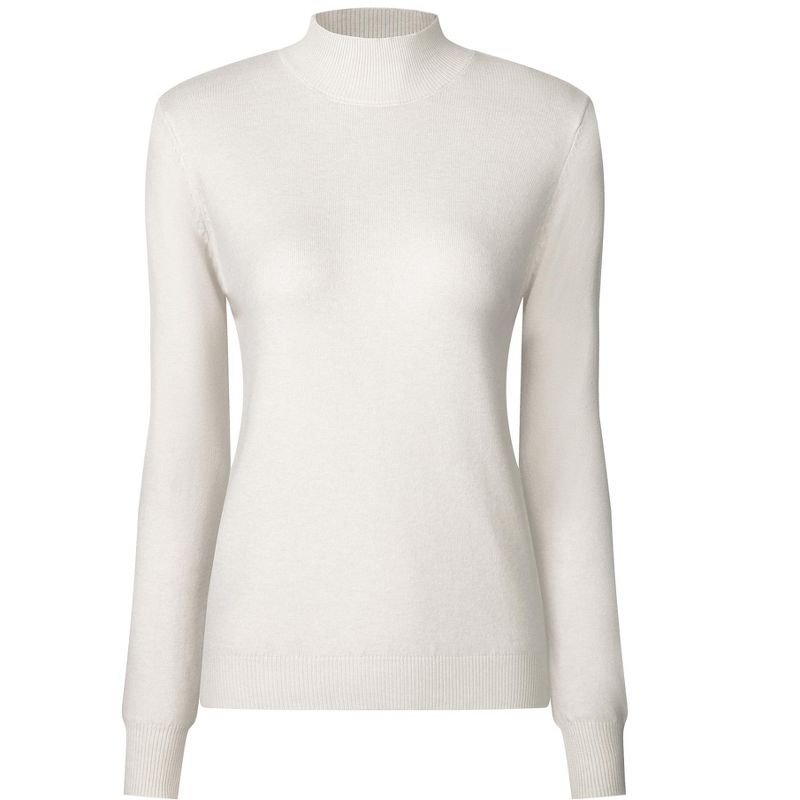 Hobemty Women's Mock Neck Blouse Ribbed Long Sleeve Basic Knitted Sweater, 1 of 5