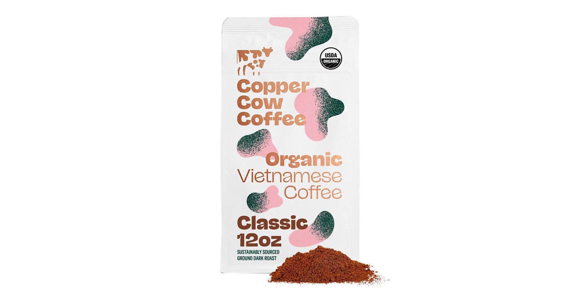 COPPER COW COFFEE Classic Organic Vietnamese Dark Roast Ground Coffee - 12oz