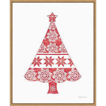 16" x 20" Nordic Holiday Christmas Tree by Beth Grove Framed Canvas Wall Art - Amanti Art