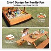 FUNTOK 2-in-1 Wooden Sandbox Outdoor Picnic Table - Includes Bottom Liner & PVC Canopy - 2 of 4