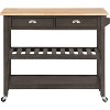 HomeStock  American Heritage 3 Tier Butcher Block Kitchen Cart with Drawers, Wirebrush Dark Gray/Butcher Block - 4 of 4